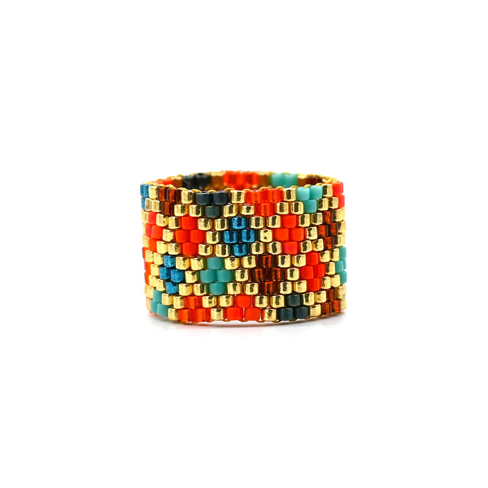 Naronna handmade woven Van Ring with colourful pattern