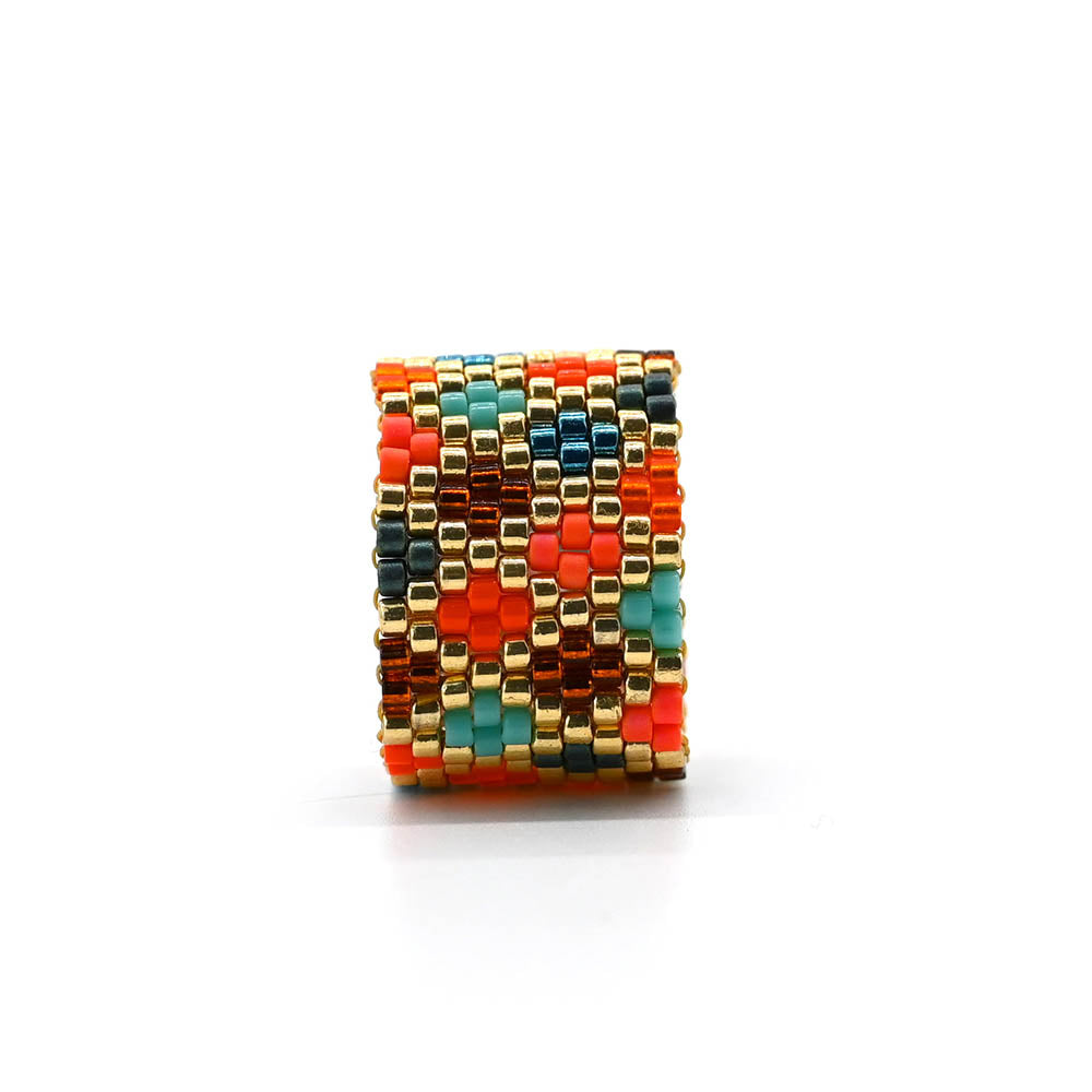 Naronna handmade woven Van Ring with colourful pattern