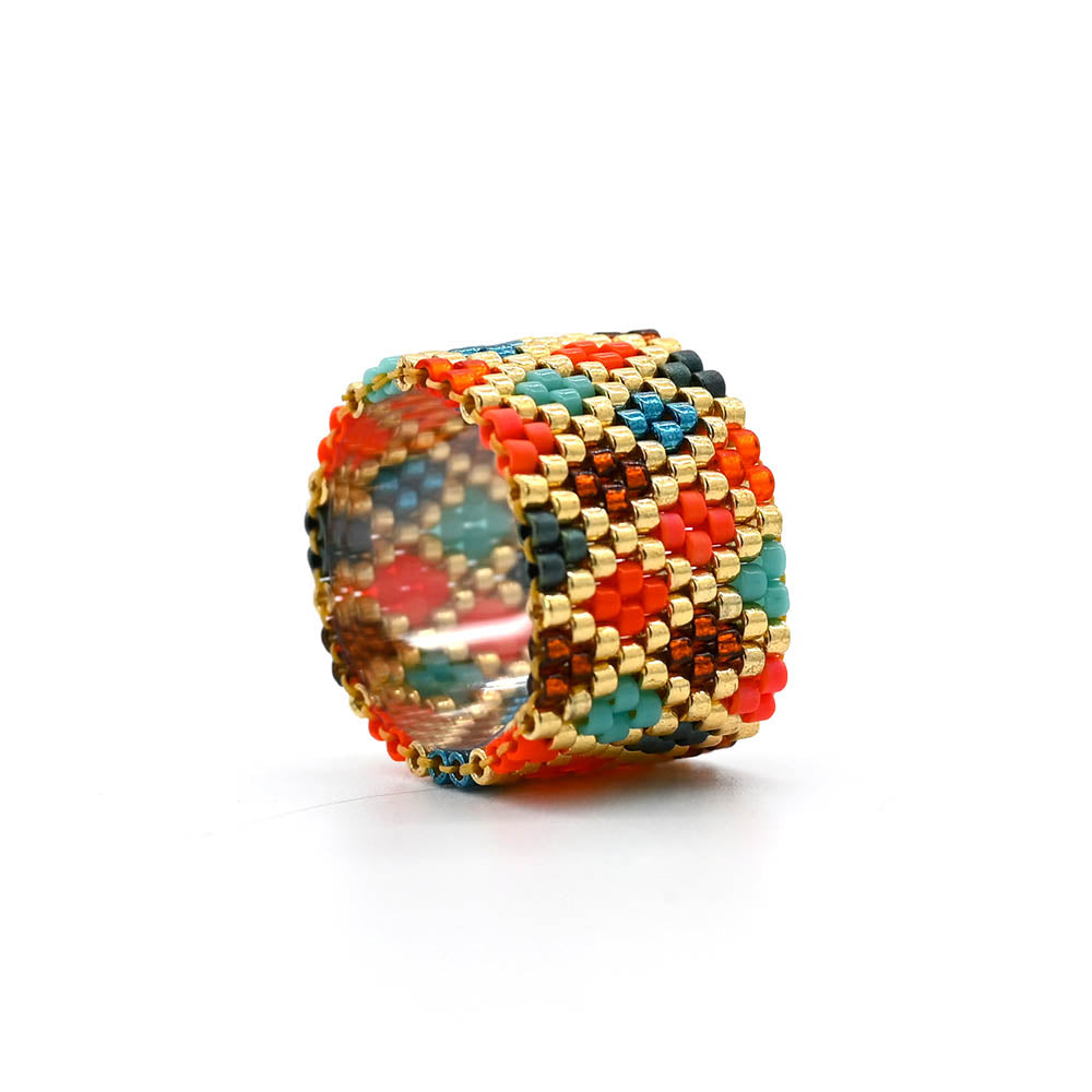 Naronna handmade woven Van Ring with colourful pattern