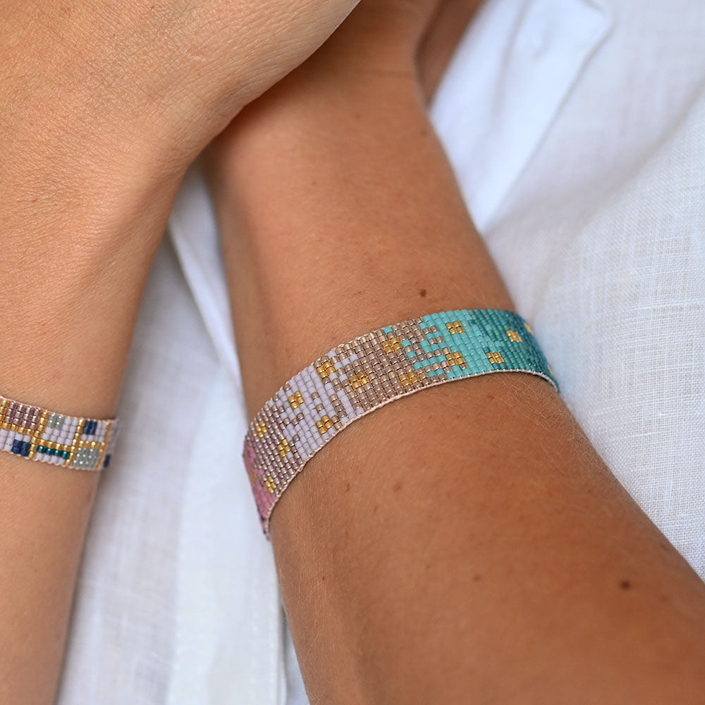 Naronna handmade woven Virgo Bracelet with colourful pattern