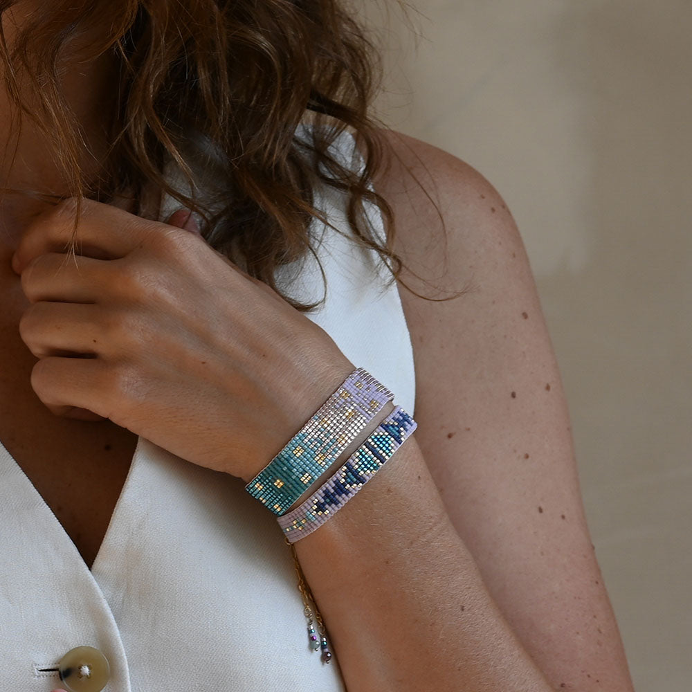 Naronna handmade woven Virgo Bracelet with colourful pattern