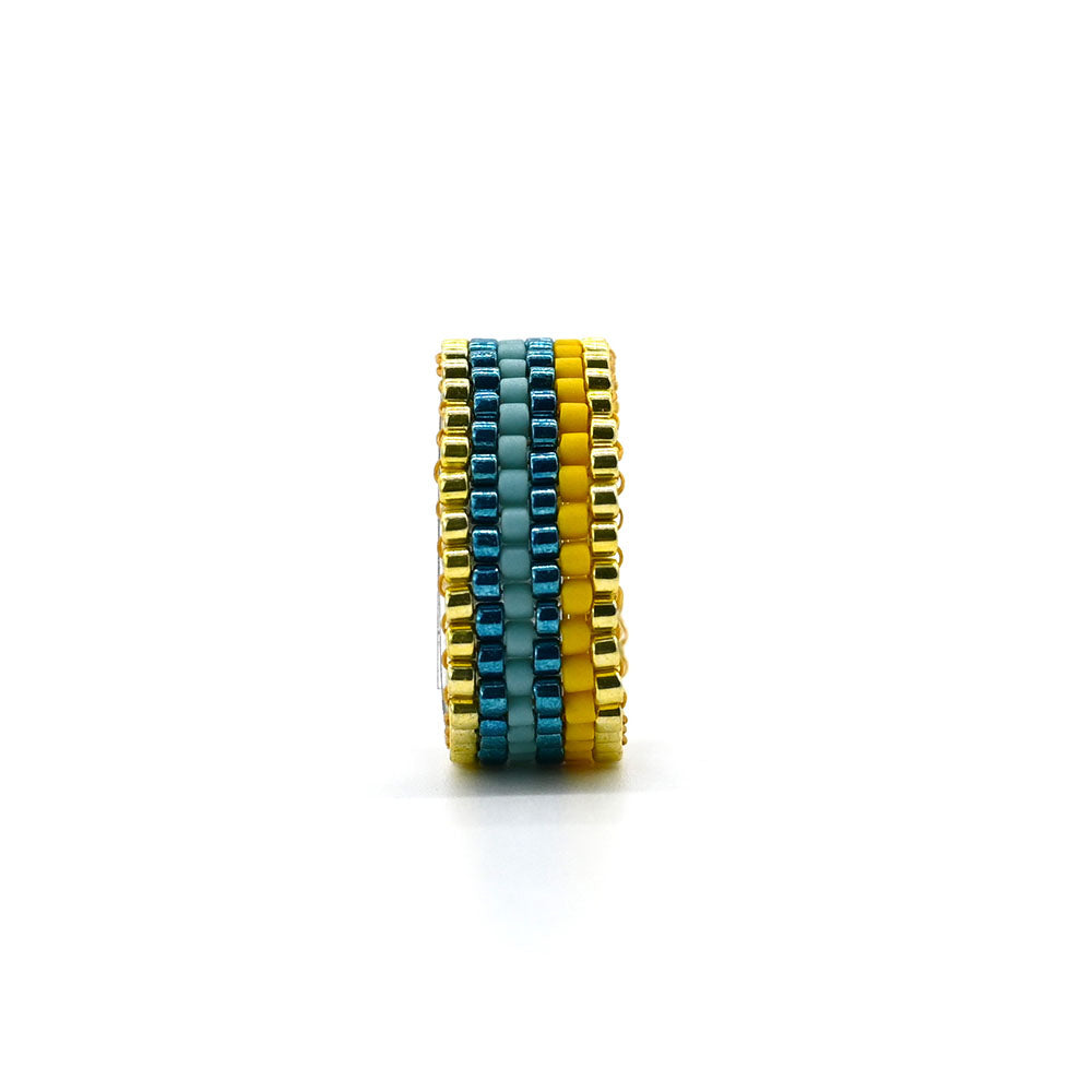 Naronna handmade woven Yara Ring with colourful pattern