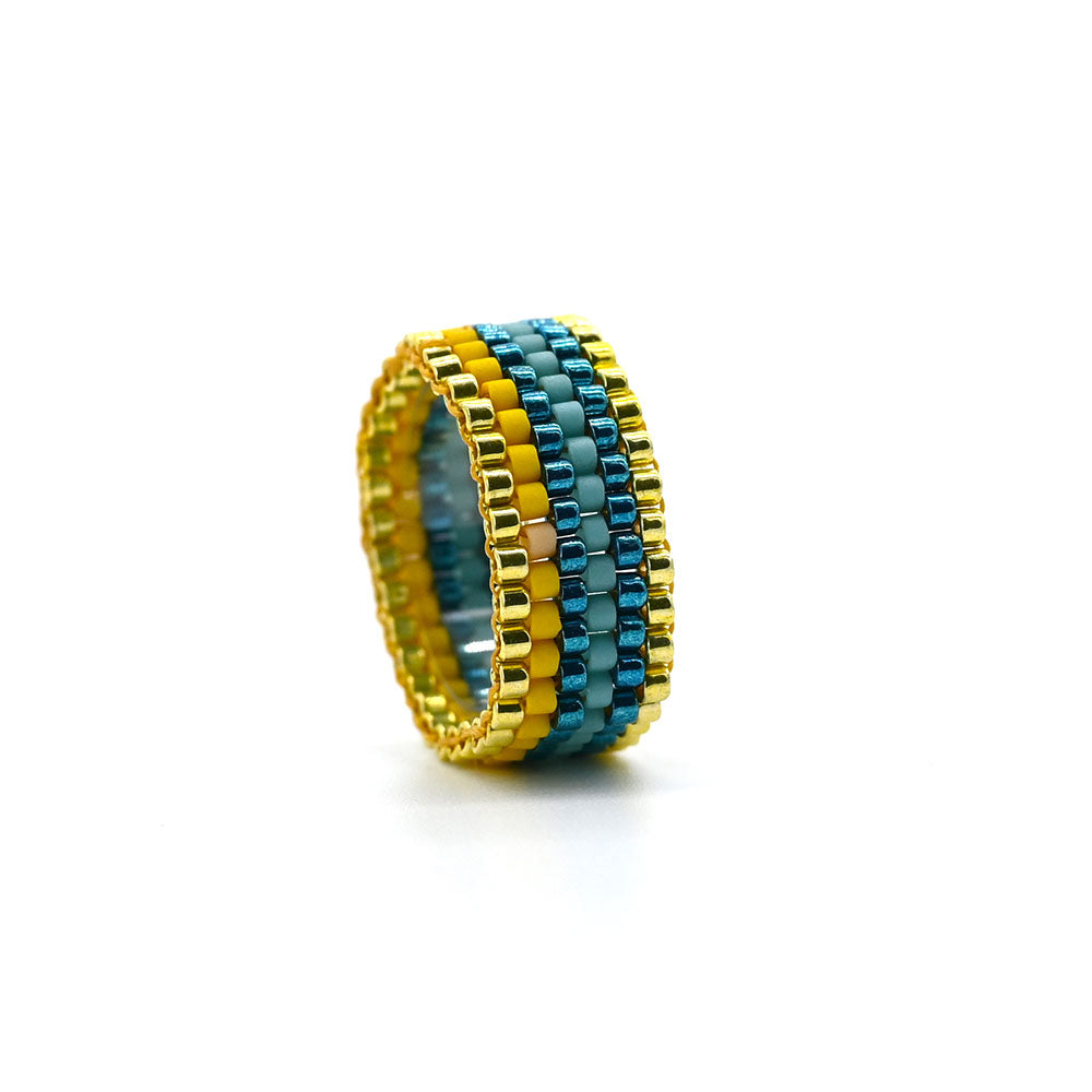 Naronna handmade woven Yara Ring with colourful pattern