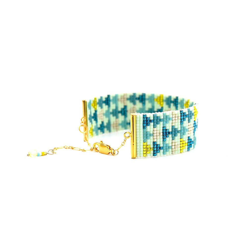 Naronna handmade woven Zoe Bracelet with colourful pattern