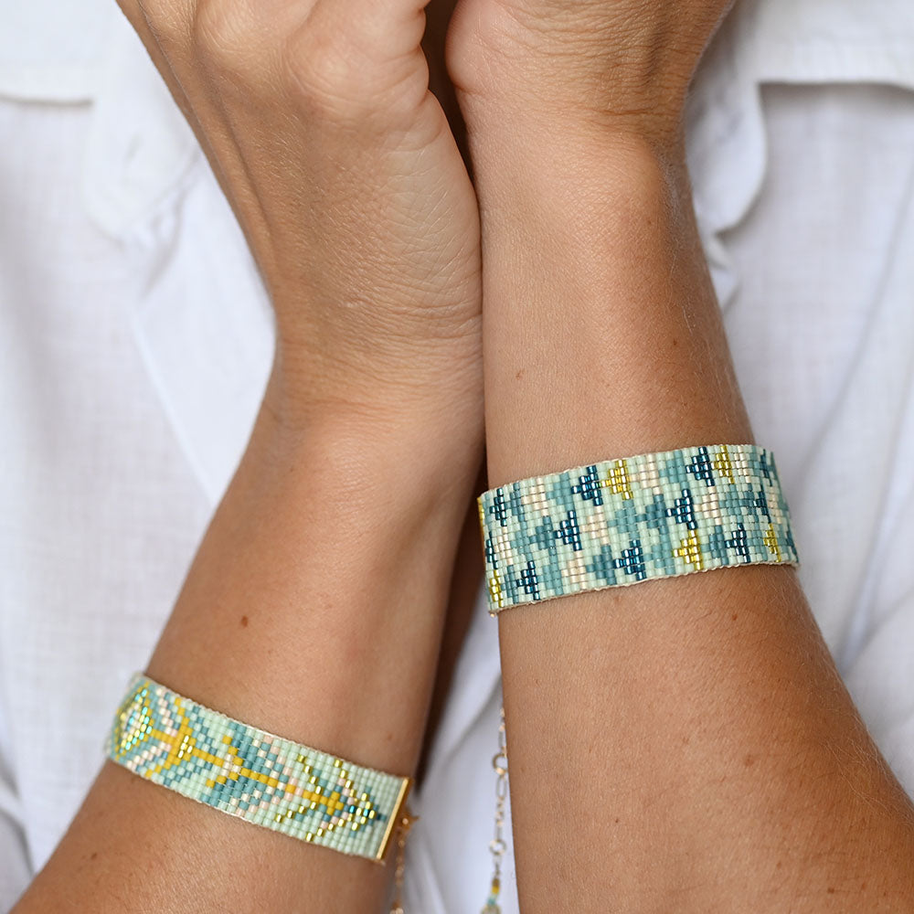 Naronna handmade woven Zoe Bracelet with colourful pattern