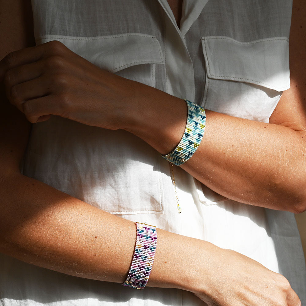 Naronna handmade woven Zoe Bracelet with colourful pattern