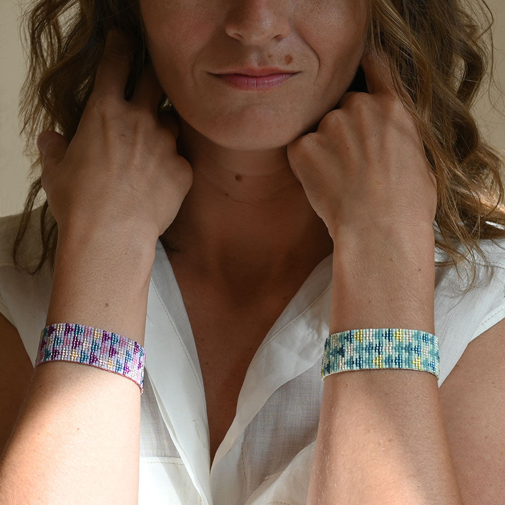 Naronna handmade woven Zoe Bracelet with colourful pattern